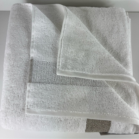 Pera Avenue Luxe 100% Turkish Cotton Bath Towel Set - Cream & Tan - 4 Pieces NEW - Picture 5 of 9